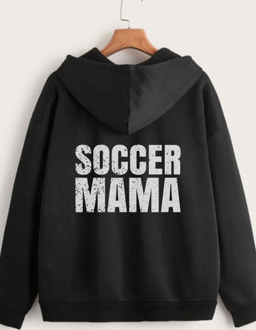Soccer Mama Zip Up Sweatshirt Hoodie – Cozy Sports Mom Hoodie for Game Day