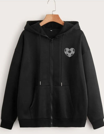 Soccer Rhinestone Heart Zip Up Sweatshirt Hoodie – Stylish Sports Mom Apparel