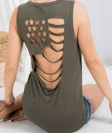 FLAG CUT OPEN-BACK TANK - MOM-STA