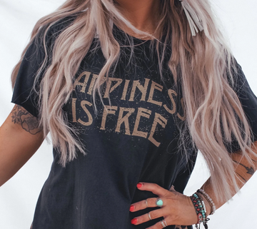HAPPINESS IS FREE SIDE SLIT TEE - MOM-STA