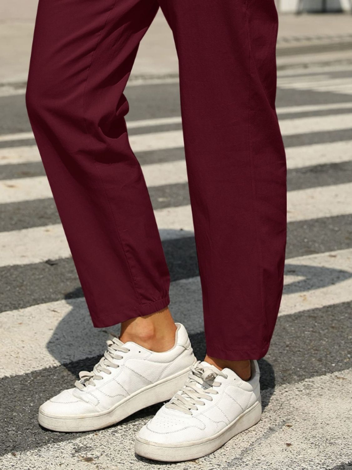 Elastic Waist Tapered Pants