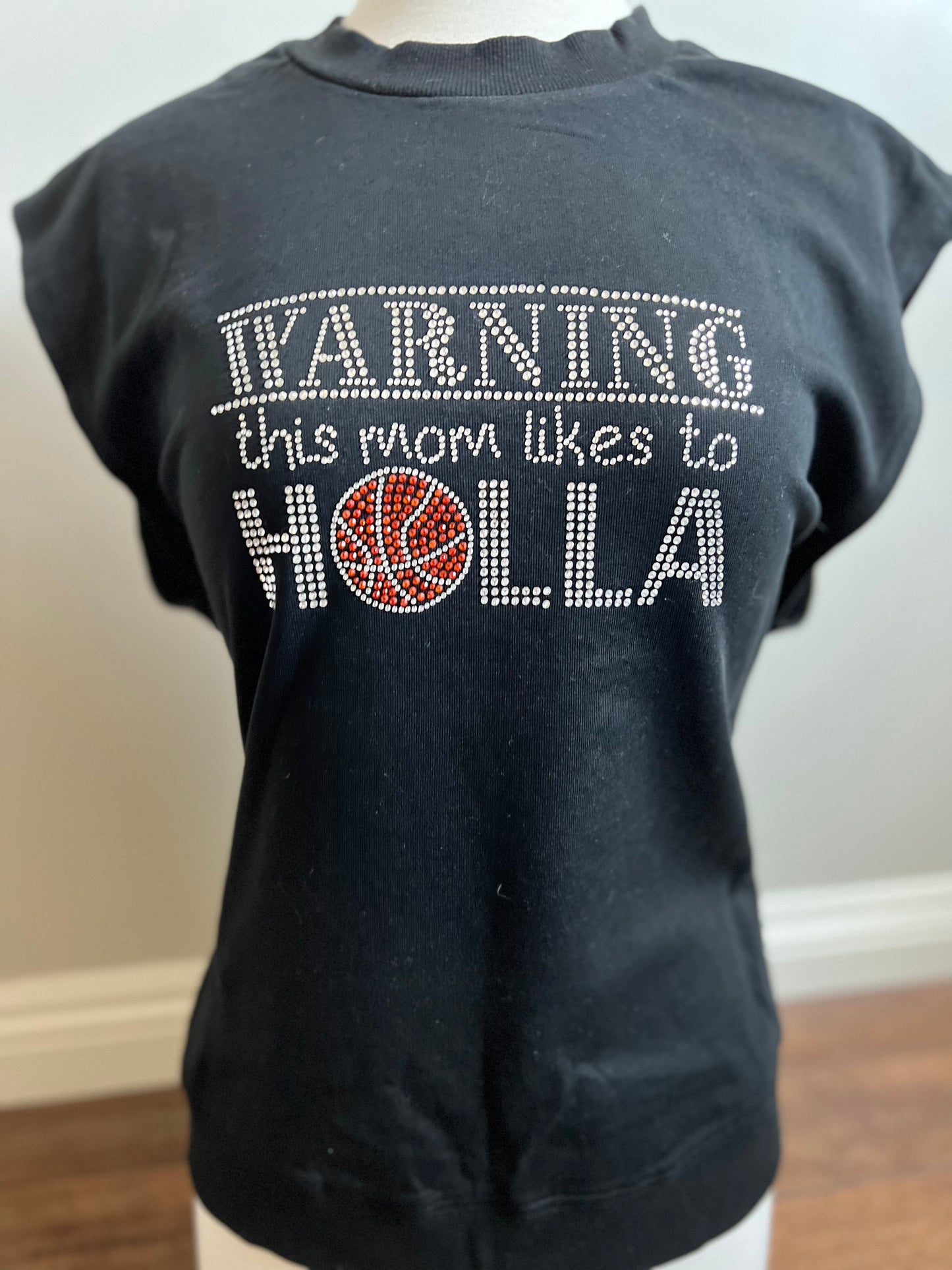 Warning: This Mom Likes to Holla Basketball Batwing Tank
