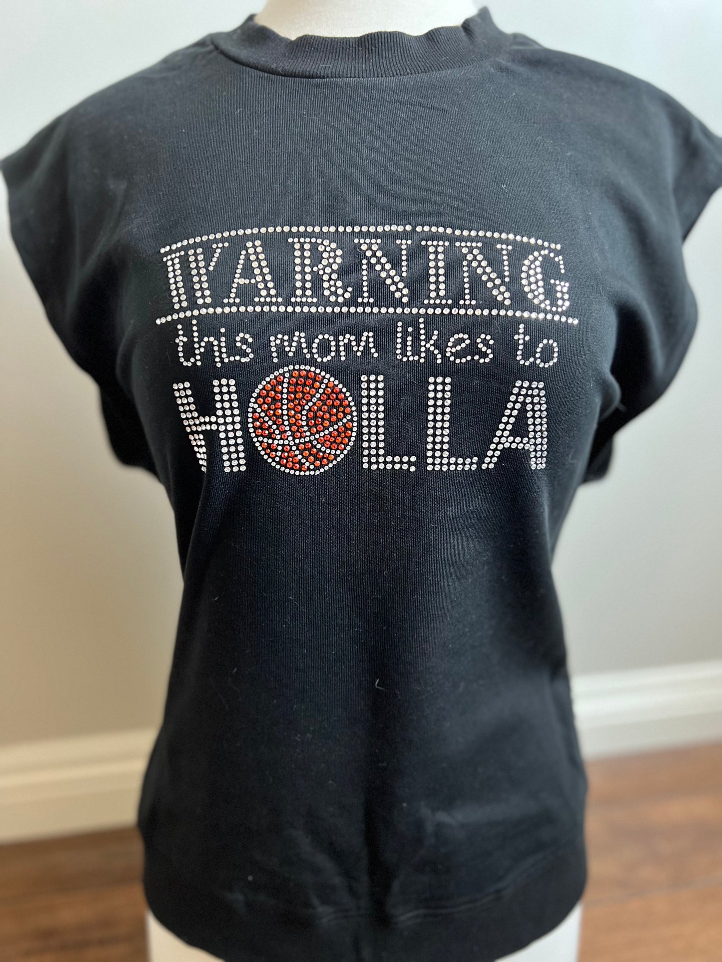 Warning: This Mom Likes to Holla Basketball Batwing Tank